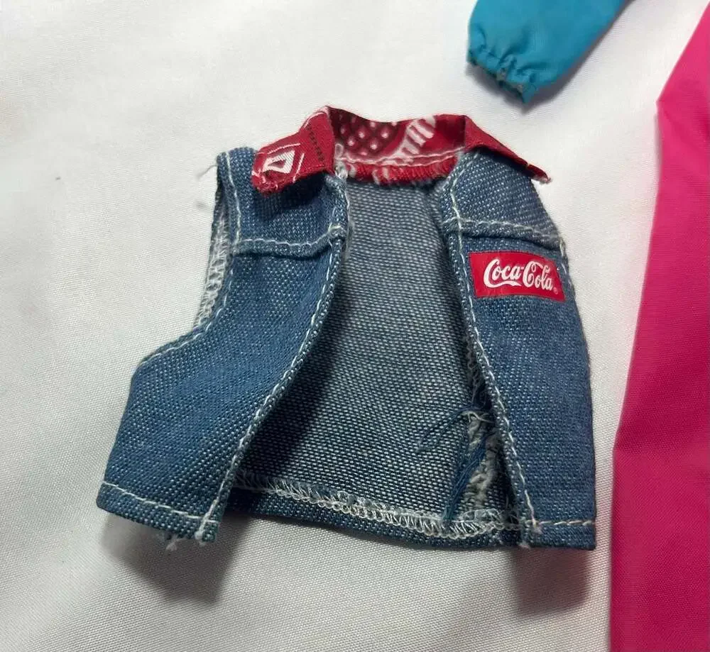 Barbie Snow suit 90’s , Coca Cola denim vest and white shirt